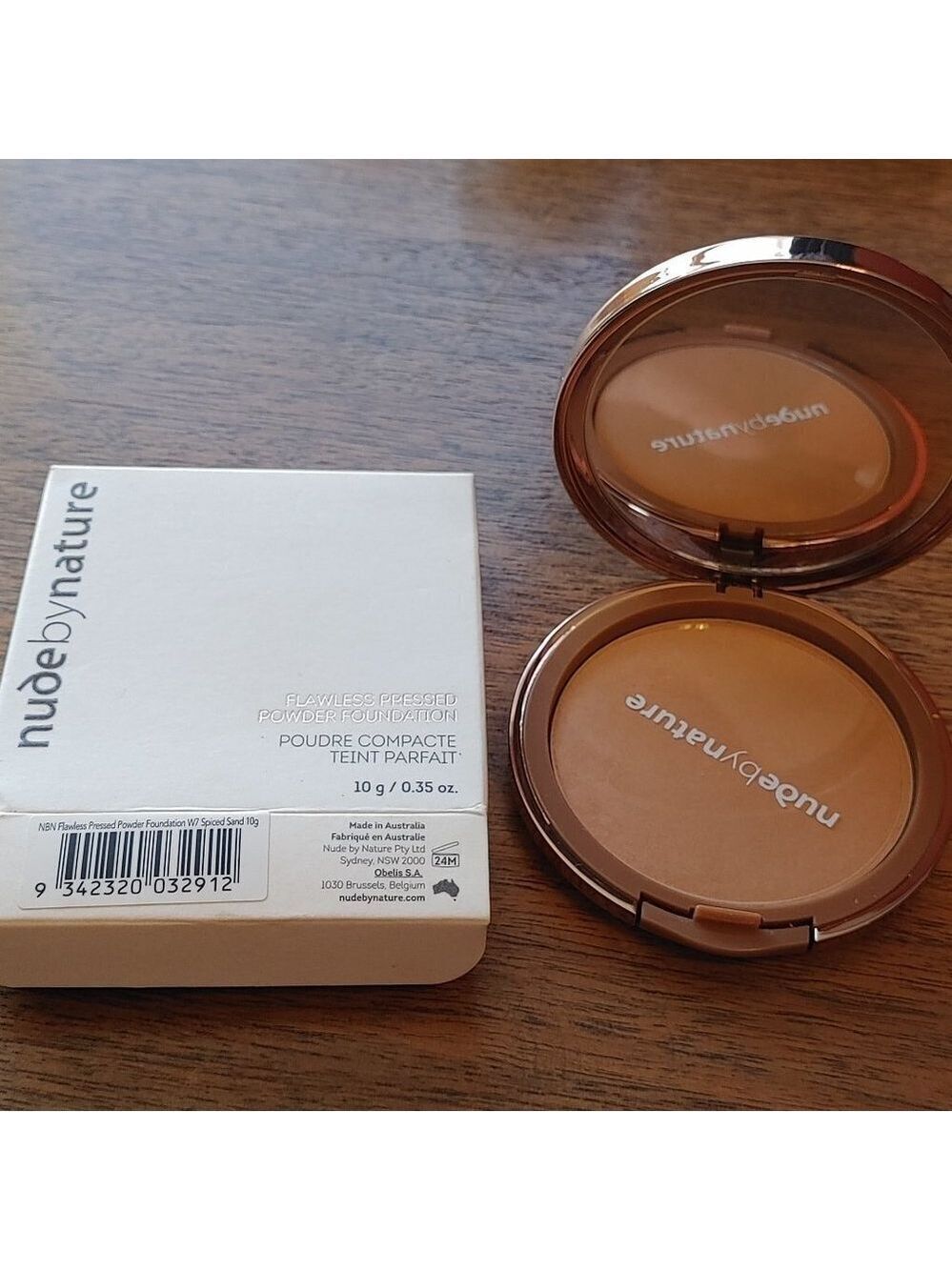 NUDE BY NATURE Flawless Pressed Powder Foundation W7 Spiced Sand BNIP